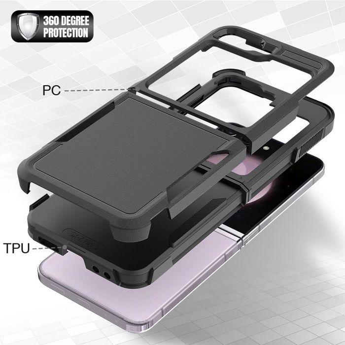 Coque de Protection - BOOLING - pour Samsung Galaxy Z Flip 7 FE - Antichoc - Hybride PC+Silicone - Noir