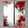 Set Of 2 Flat Printing Christmas Hot Curtains Red Flowers Snowflakes Digital Printed Polyester Drapes Party Decorations Curtain