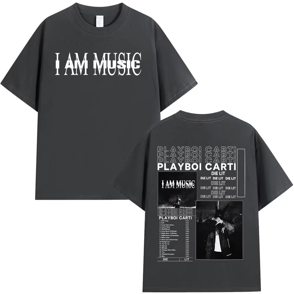 Rapper Playboi Carti I AM MUSIC graphics 100Cotton music Tshirt Men 2026 New Summer Hip hop unisex Short sleeve shirt fan gifts