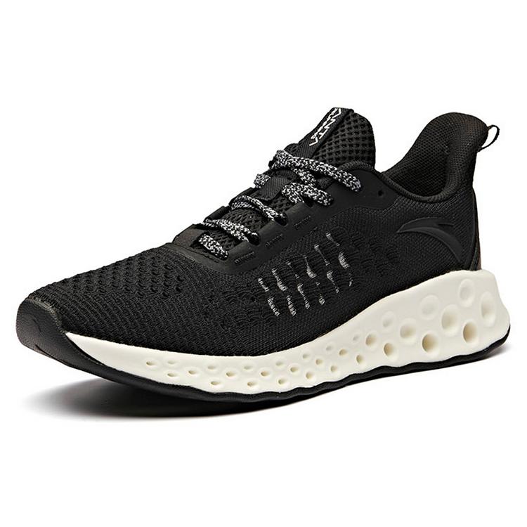Anta Wormhole Technology Cushioning Slip Resistant Abrasion Resistant Low top Running Shoes Women's Black White 12925588-2