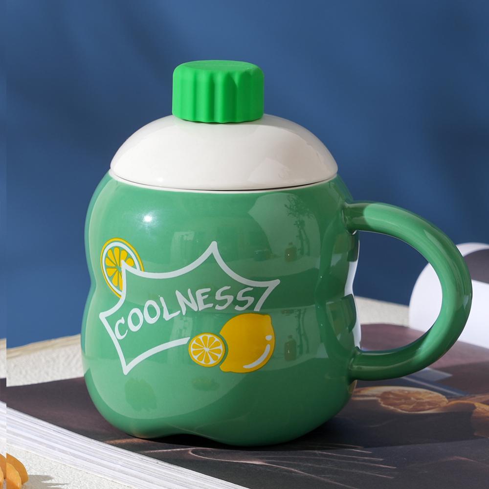 

Кружка для кофе, Керамическая чашка для питья, Детская креативная личность, Модная офисная, Мужская с крышкой и ложкой, Кружка для домашнего использования для пары 301-400ml