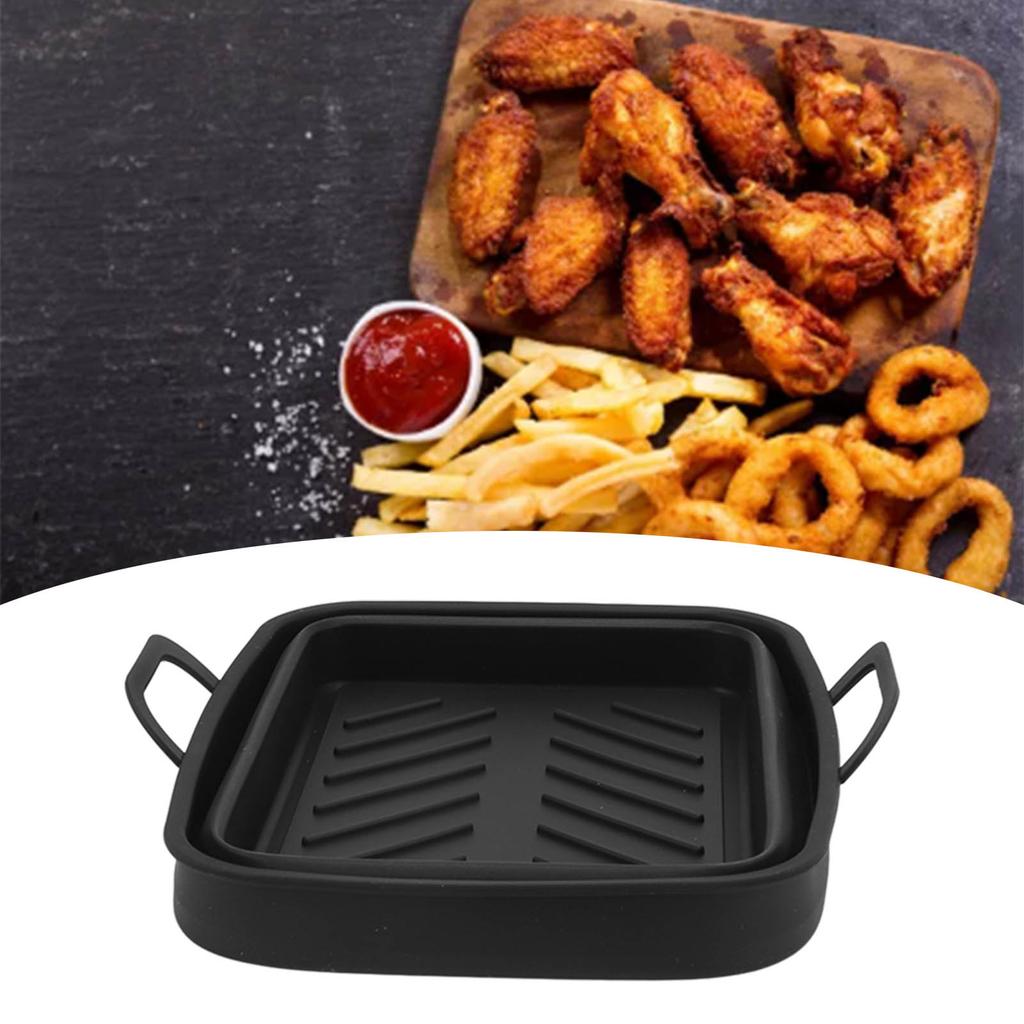 2 Pcs Silicone   Cooker Pot with Handle Rectangular Fryer Liner Tray Replacement for Kitchen Cooking Accessories