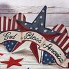 Yousheng Independence Day Wooden Sign, Rustic God Bless America Wall Hanging Decor with Red White Blue Stars and Stripes, Patriotic Wood Plaque for