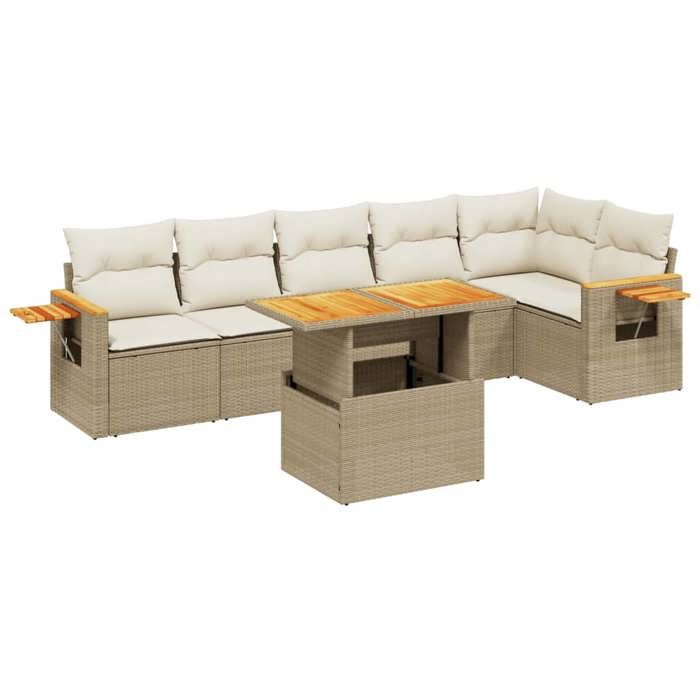 VidaXL Garden Lounge Set with Cushions 7 Pcs, Patio Sofas, Patio Furniture Set, Outdoor Furniture, Beige 3273529
