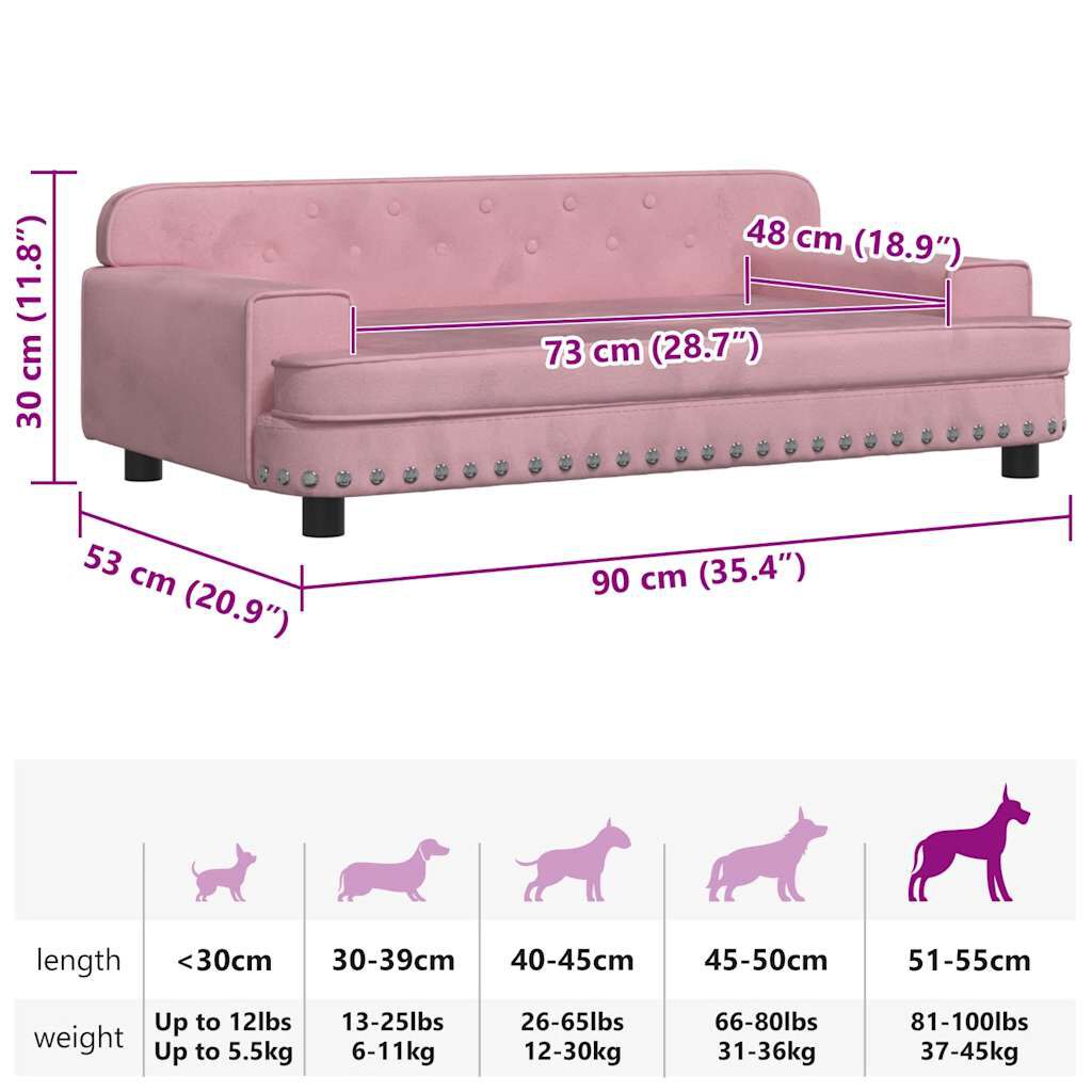 vidaXL Dog Bed Pink 90x53x30 Cm Velvet