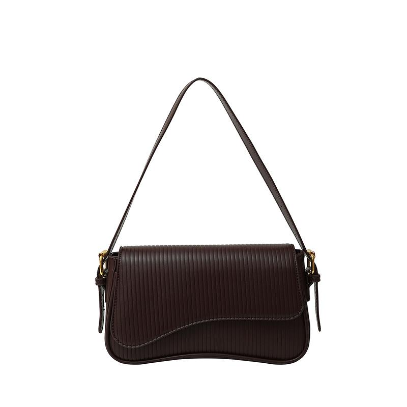 Trendy Simple Personality Versatile Solid Color Bag Women's Bag Winter New High Texture Striped Shoulder Armpit Bag