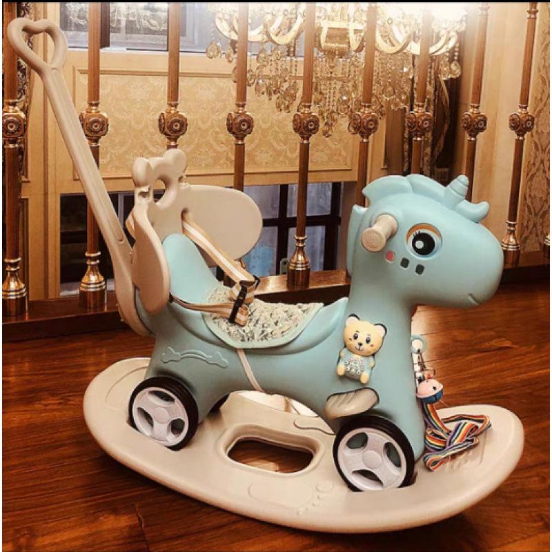 Wooden Infant Rocking Horse: Multi-Purpose Ride-On Toy for Boys & Girls – Ideal First Birthday Gift