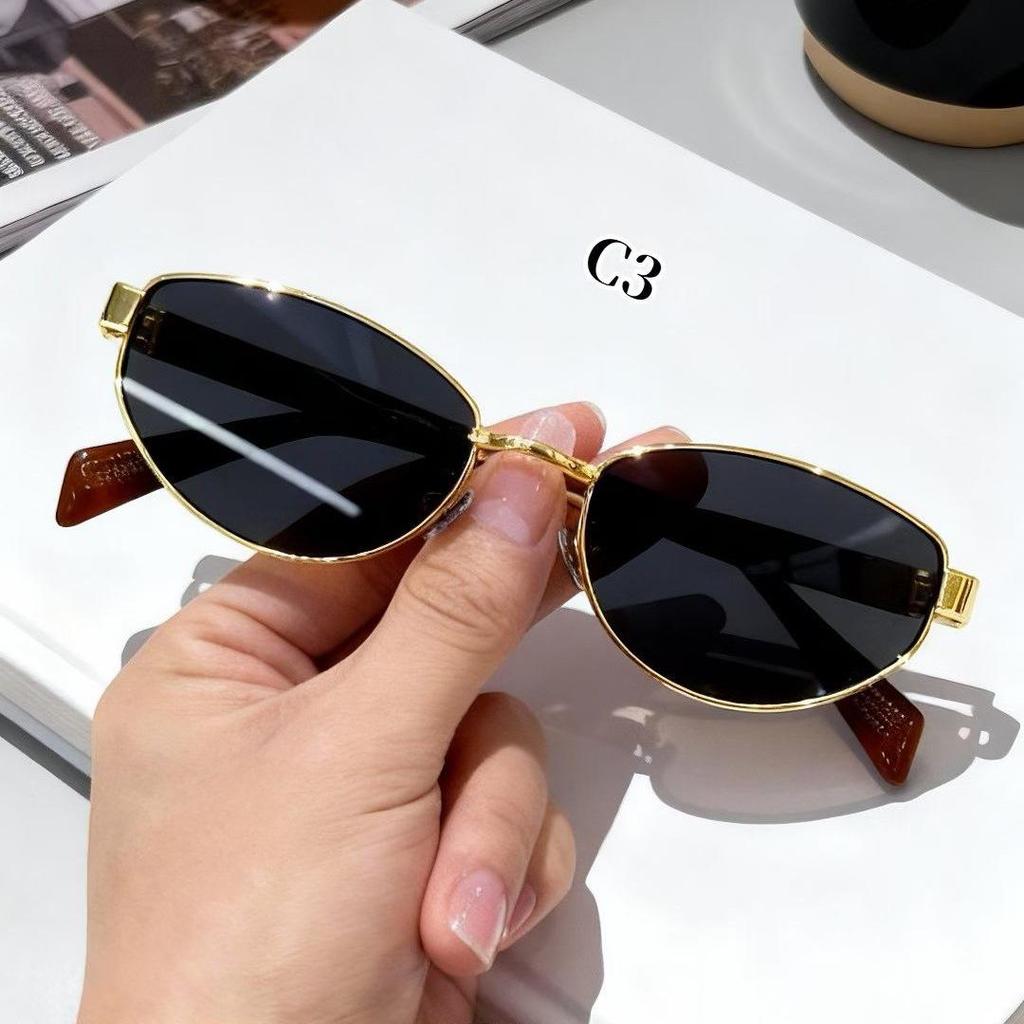 Trendy Retro Oval Metal Frame UV Protection Sunglasses for Women - Dark Green High-End Style