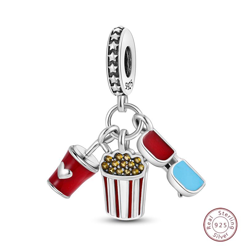 Copper Beaded Pendant Shiny Zircon Dessert Donut For Original 3Mm Bracelet Ladies Fine Jewelry