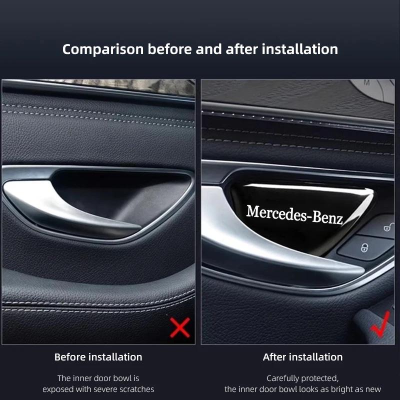 GLC GLB 4Pcs Car Door Interior Handle Stickers Anti-Scratch Protection Cover For Mercedes Benz AMG C Class W205 W206 GLC GLB EQ