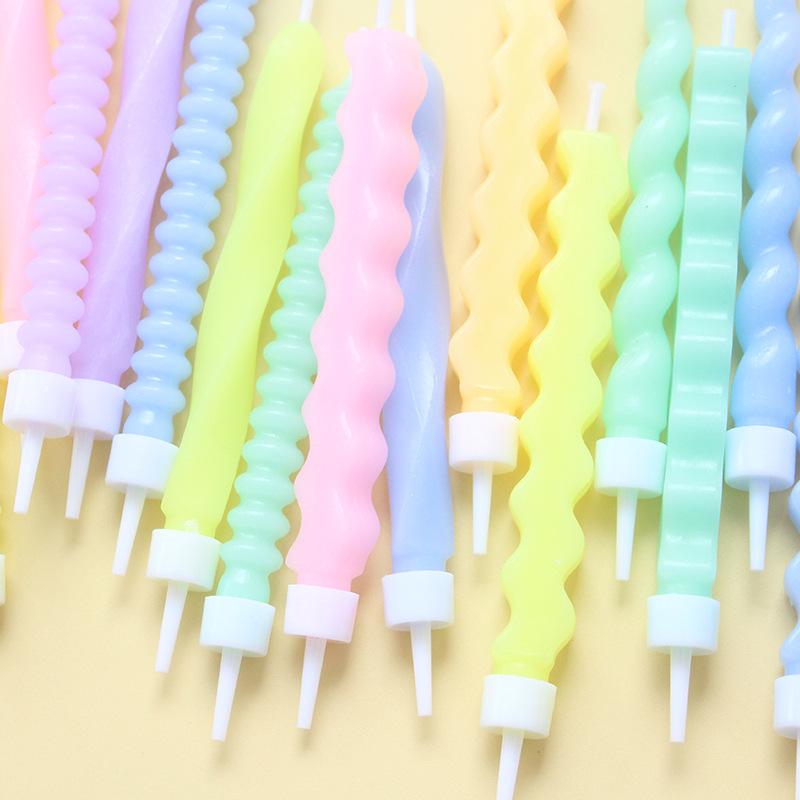 Colorful Birthday Candles Creative Romantic Party Spiral 6-piece Suction Card for Baking Decoration