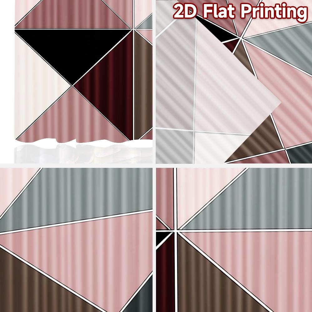 Set Of 2 Flat Printing Curtains Without Rod Geometric Triangles Soft Colors Valentine Is Day Holiday Polyester Easy Curtain Made