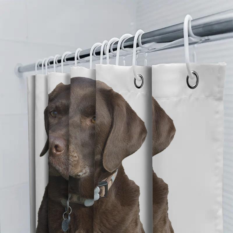 Cortina de Ducha con Estampado de Retrato de Mascota Personalizado de Lujo Impermeable Decoración del Hogar Decoración del Baño Lienzo Colgante de Pared Tamaño 39X71In (L) VS
