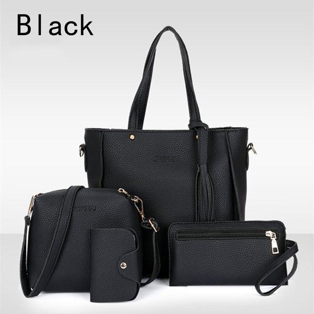 4Pcs Ladies Handbags Female Pu Leather Shoulder Messenger Bags Women Composite Bags Tote Bag Bolsa Feminina Crossbody Bag