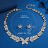 3PC Women's Fashion Flower Leaf Forest Sweet Romantic Necklace Earrings Zircon Set Suitable for Wedding, Party, Festival Gifts