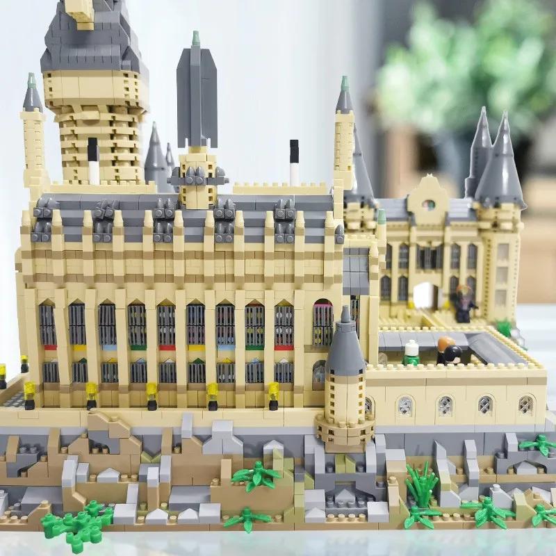 Micro tijolos cidade criativa medieval castelo mágico série escola arquitetura modelo blocos de construção presentes brinquedos criança adulto criança