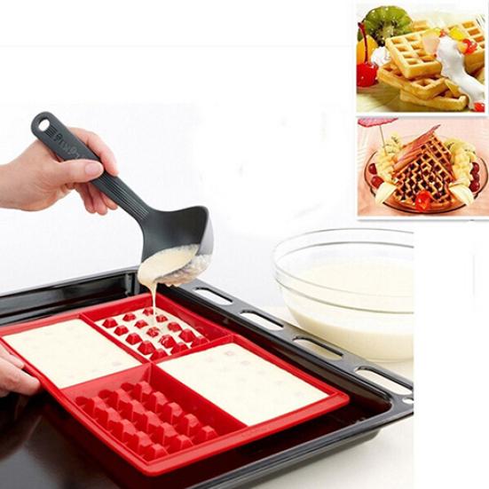 Eco-Friendly 4-Cavity Waffles Cake Chocolate Pancake Silicone Mold Baking Mould