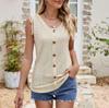 2024 Summer European & American Women's Fashion Hollow Out Drawstring Sleeveless Button Camisole
