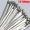 50/10pcs 7.9mm Stainless Steel Cable Tie Ring Reusable Self-sealing Fastening Tie Ring Metal Zip-Exhaust Locking Cable Organizer