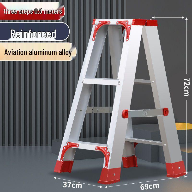 Double-Sided Aluminum Alloy Folding Step Ladder - Ladder Free Shipping, Widened & Thickened for Household or Attic Use