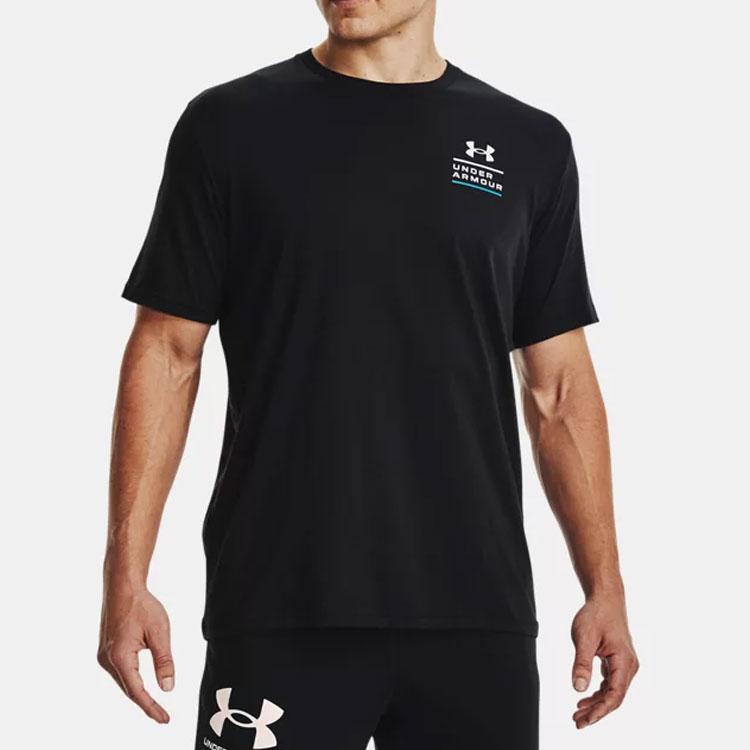 Under Armour Letter Pattern Round Neck Printed Short Sleeve T-Shirt Men T-Shirts Black 1370189-001