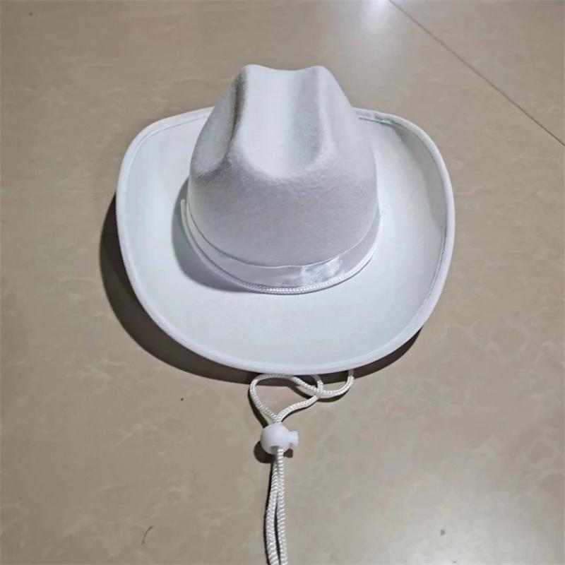 Children'S Hat Kids Girls Boys Cowboy Hats Wide Brim Western Cowgirl Hat With Adjustable Strap Costume Accessories