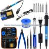 60W Soldering Iron Kit with ON/OFF Switch, Solder Sucker, Stand & PU Bag