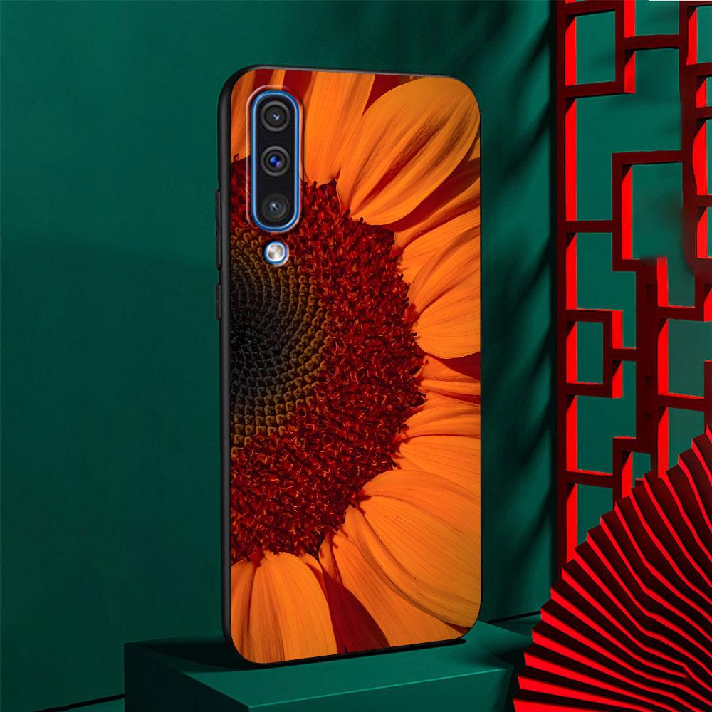 Summer Daisy Sunflower Floral Flower Case for Samsung Galaxy A10s A50 A50s A02s A03s A20 A30 A20e A70 A70s A20s A30s Black Cover