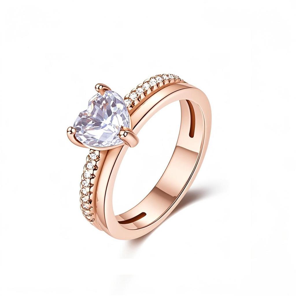 Hot Sale 925 Silver Trinkets Rings Zircon Quadrate Double Heart for Women Original Silver 925 Valentine's Day Ring Jewelry Gift