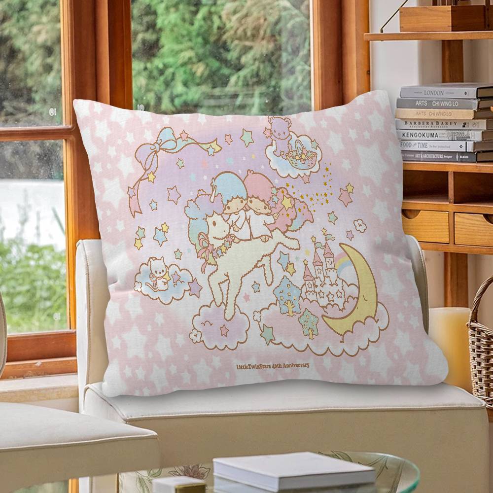 Cute L-Little T-Twin S-Stars Pillow Covers Cartoon Sofa Decorative Home Double-sided Printing Short Plush Cute Cushion Cover