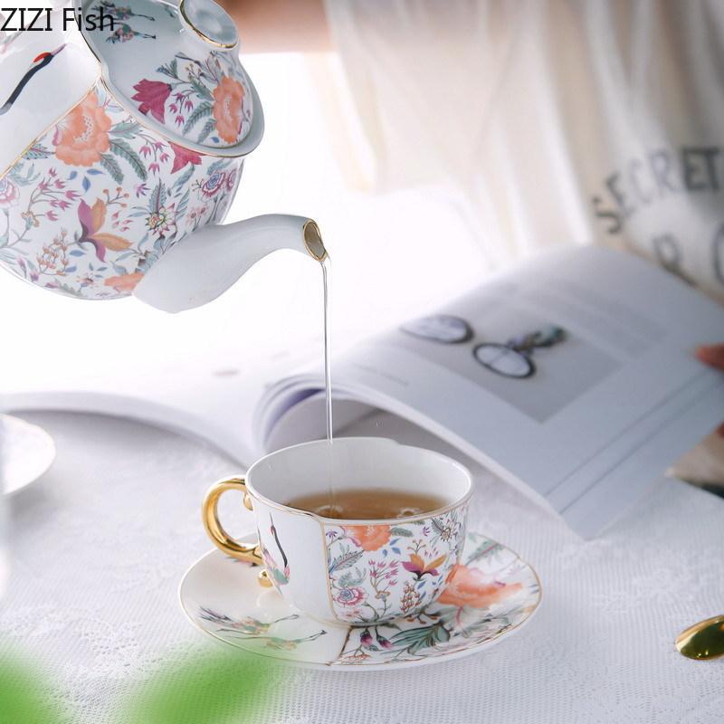 Blue and White Porcelain Cup&saucer Color Blocked Mugs Gilding Coffee Mug Dining Table Afternoon Tea Teacup Fruits Juice Cup