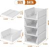 4-Pack Stackable Plastic Storage Drawers for Closet Organizer, 4L Open Bins for Wardrobe Clothes Storage