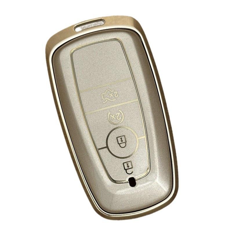 34-Key Ford Mondeo Aluminum Alloy Car Key Cover with Buckle Edge - Compatible with Taurus & Mustang Metal Style.