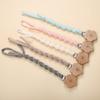 Flower Beech Wood Clip Baby Pacifier Clip Handmade Cloth Chain Newborn Pacifiers Clips Dummy Holder Teething Toys Nipple Chains