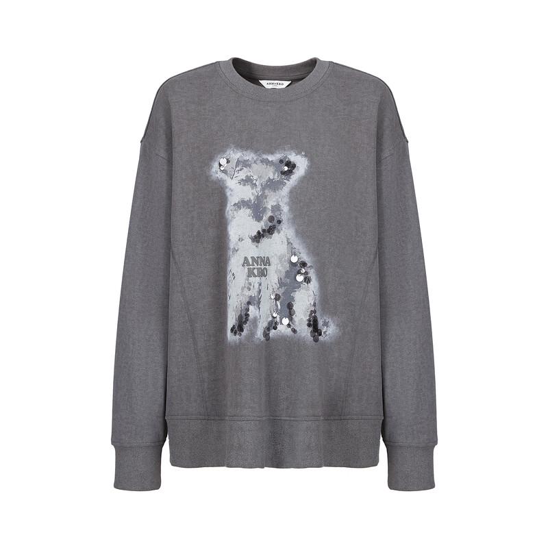 Annacot Women's Abstract Dog Oversized Terry Sweatshirt