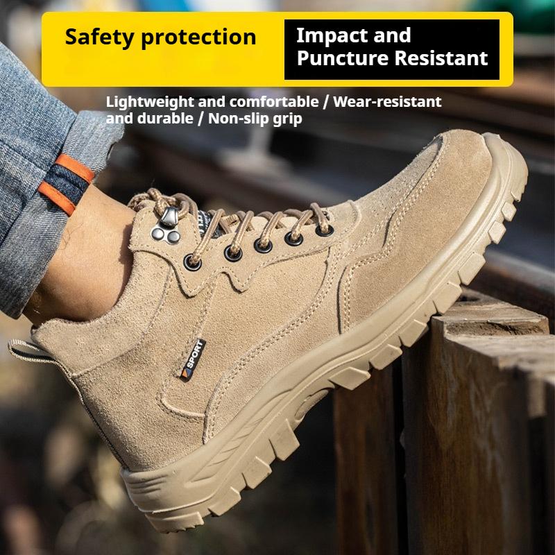 Men's Labor Protection Shoes, Anti-smash and Anti-puncture Breathable Lightweight Safety Shoes, Wear-resistant Soft-soled Work Shoes