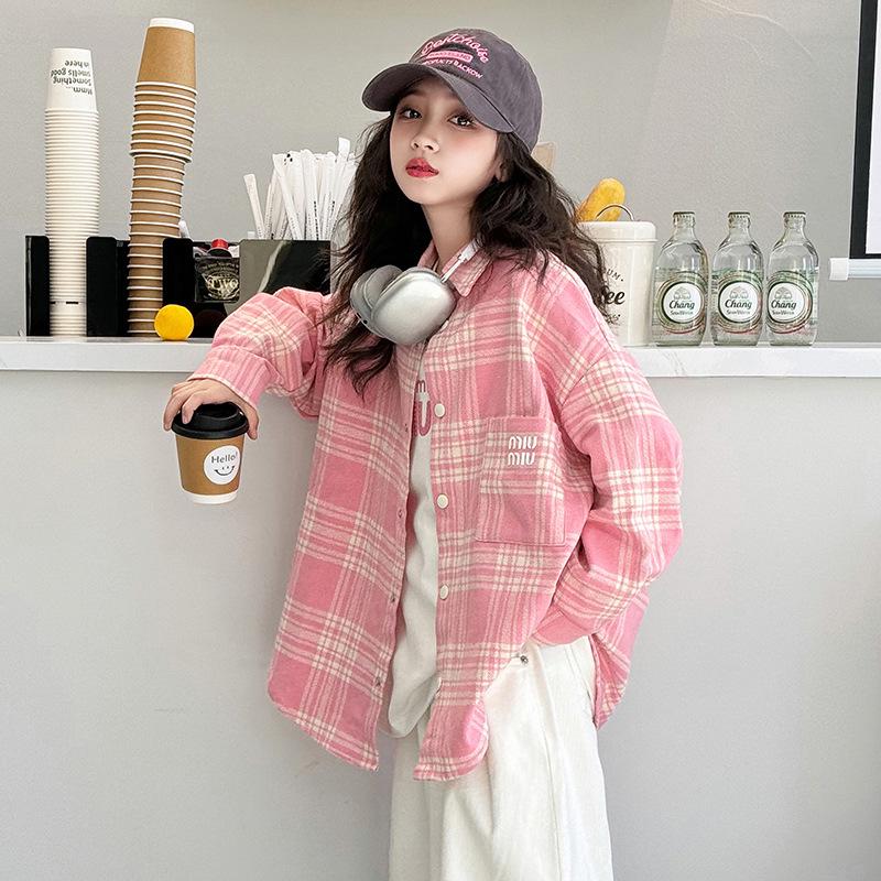Fashionable 2025 Girls' Korean Style Long Sleeve Spring Top