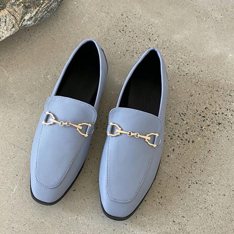Fashion Comemore 2025 Spring Women Slip On Loafer Spring Fashion Ladies British Metal Flat Shoes Pumps Female Green Casual Leather Flats