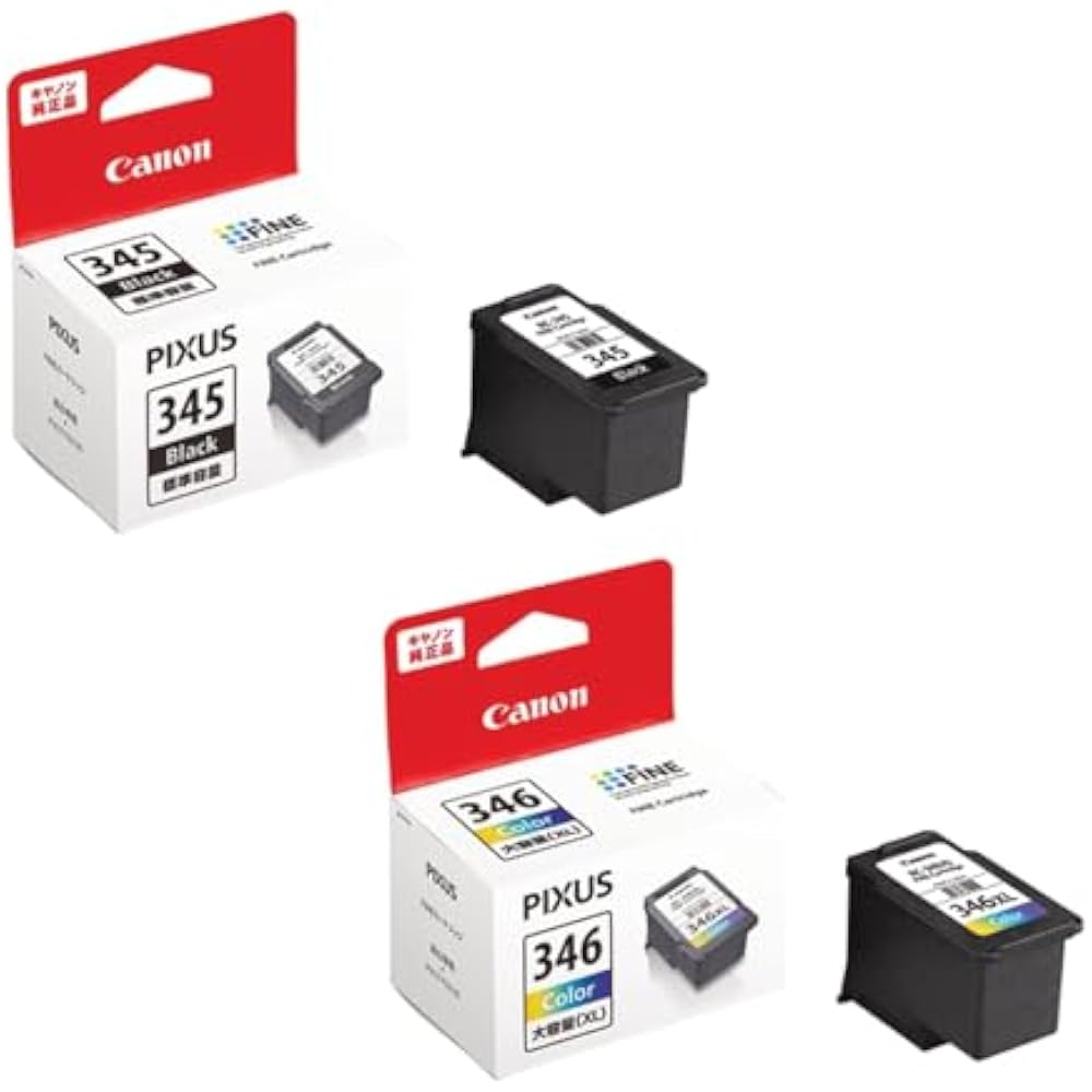 [Genuine Set of 2] Canon Ink Cartridges BC-345/BC-346XL (Standard Capacity, Black/Large Capacity,...