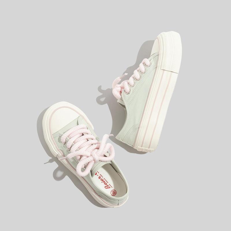 Belle Summer Platform Canvas Shoes Thick Shoelaces Big Head Shoes Thin Casual Shoes
