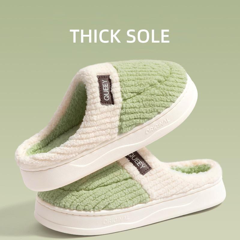

Winter home couple cotton slippers women s indoor home use non-slip thick-soled warm fluffy slippers cotton shoes men 40-41