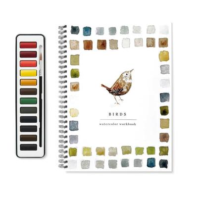 Quaderno da Disegno ad Acquerello 12 Colori Uccelli Fiori Animali Bambini Libro di Pittura ad Acquerello Arte Artigianato