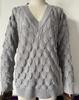 European & American Winter V-neck Hollow Feather Knit Sweater for Women