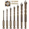 Multi Purpose Drill Bit Set Tungsten Steel Sharp Triangle Design High Hardness for Tile Glass Concrete Marble Wood 3mm 12mm