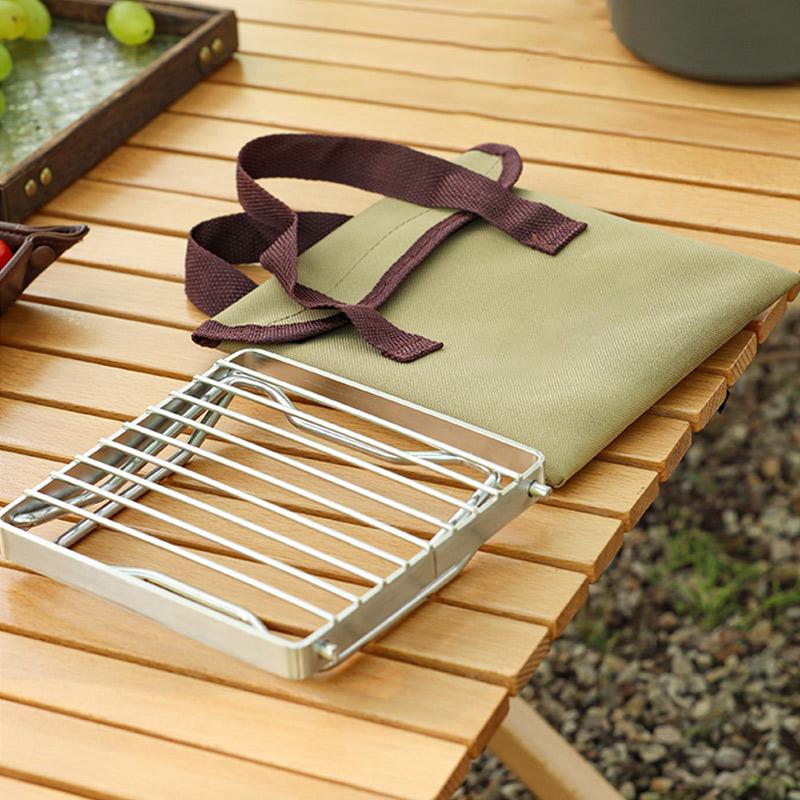 1Pcs Camping Mini Stove Stand Stainless Steel Foldable BBQ Grill Stand Barbecue Stove Grill Rack Cooking Picnic Accessories