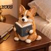 Resin Puppy Figurine Reading Dog Figurine, Cute Book Loving Sculpture for Bookshelf Nook Desk, Gift and Lovers