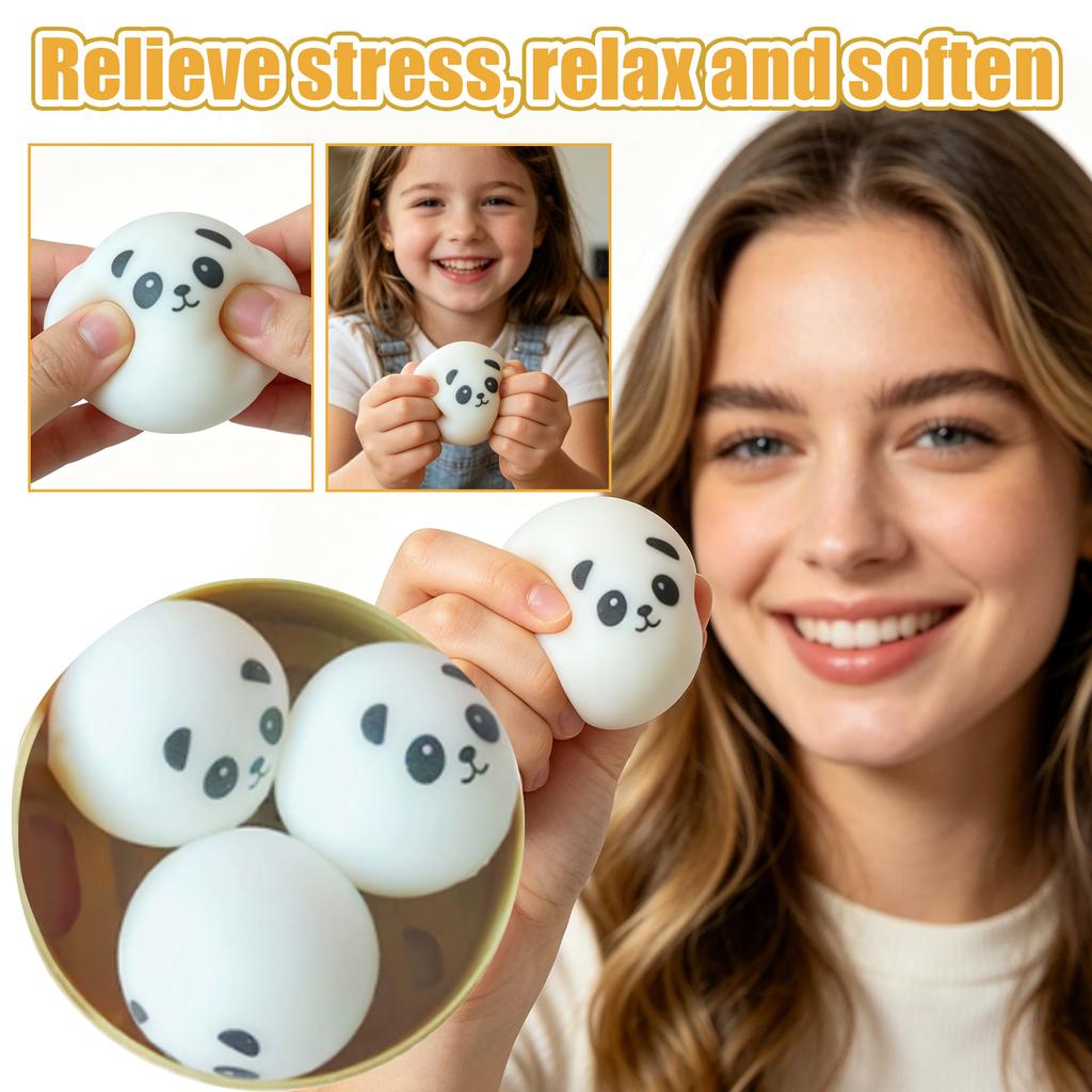 Stress Relief Panda Squeeze Toy Set Simulated Steamed Bun Design Soft TPR Material Squishy Sensory Toy for Hand Exercise and Anxiety Reduction