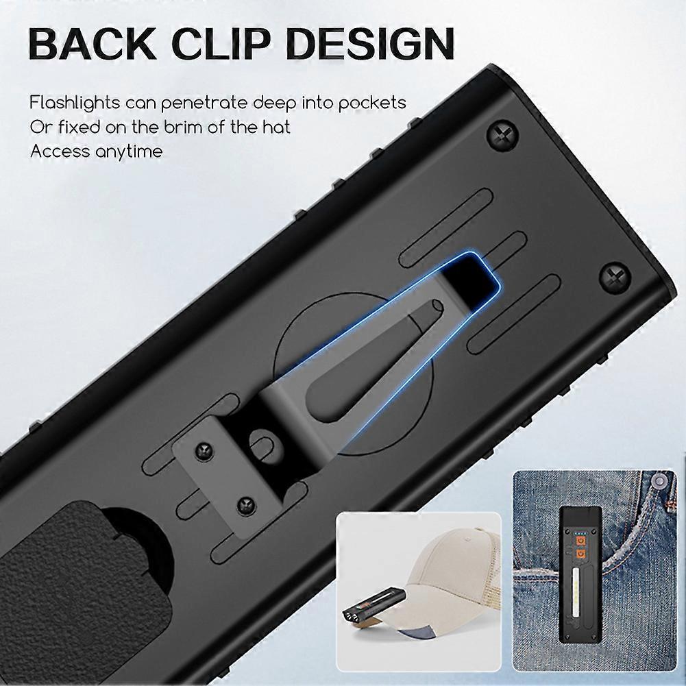 Rechargeable Clip on Pocket Slim LED Work Light With LED Side Lights for Emergency