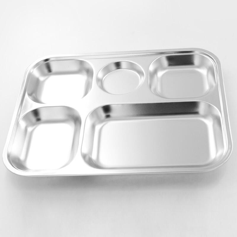 Stainless Steel 5-Compartment Divided Lunch Tray