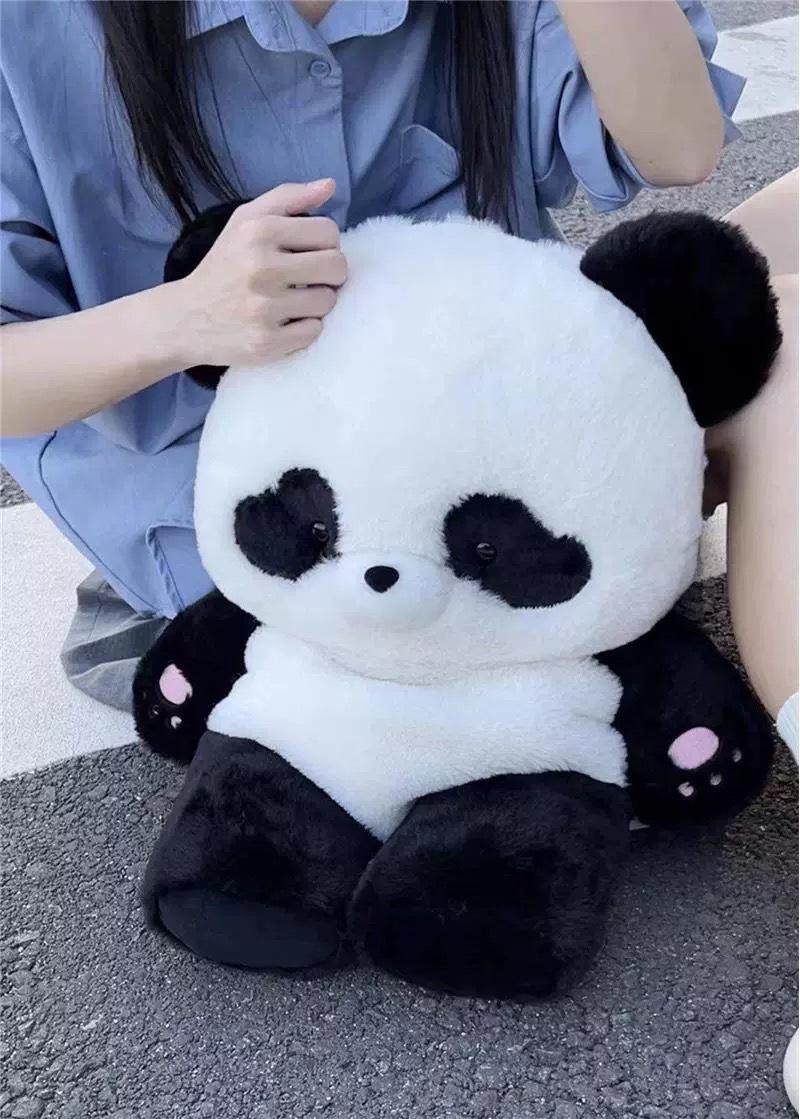 

Korean Style Cute Little Panda Plush Backpack for Girls чёрный/белый